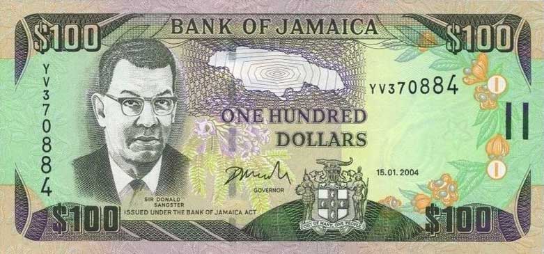 Front of Jamaica p80d: 100 Dollars from 2004