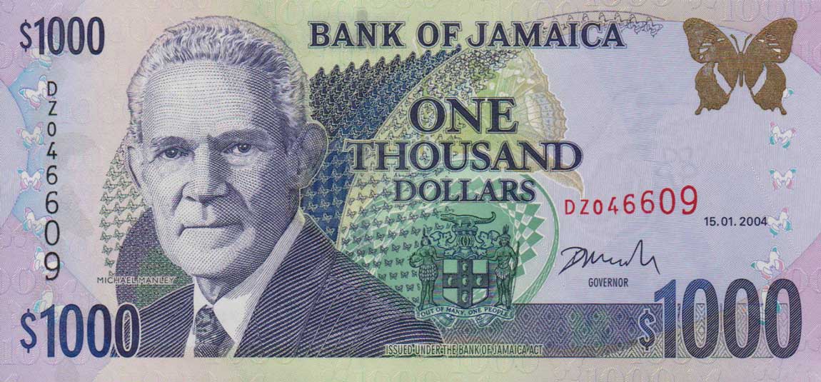 Front of Jamaica p82: 1000 Dollars from 2002