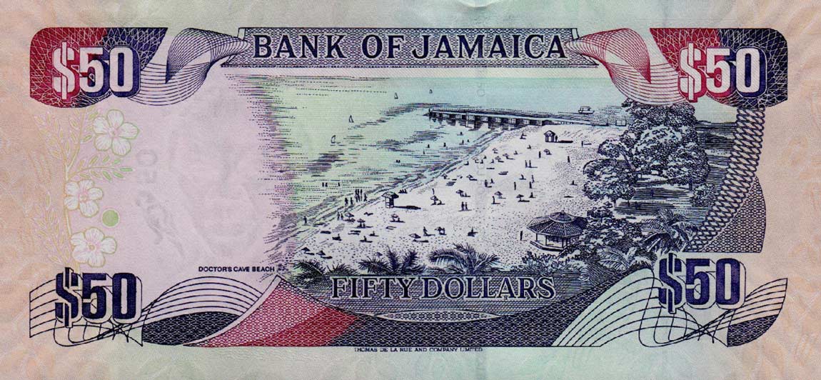 Back of Jamaica p83c: 50 Dollars from 2008