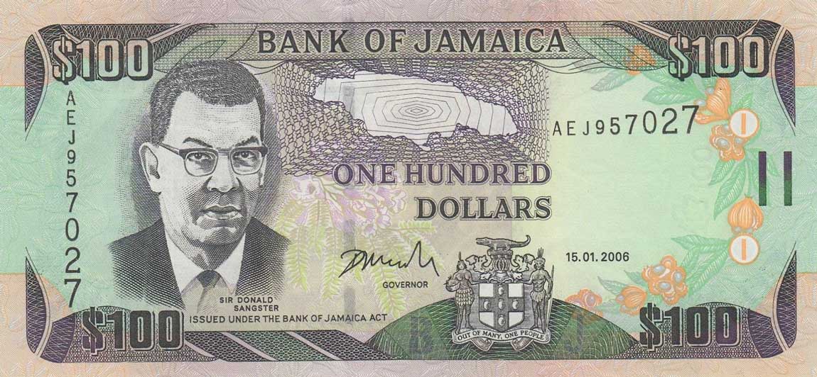 Front of Jamaica p84b: 100 Dollars from 2006