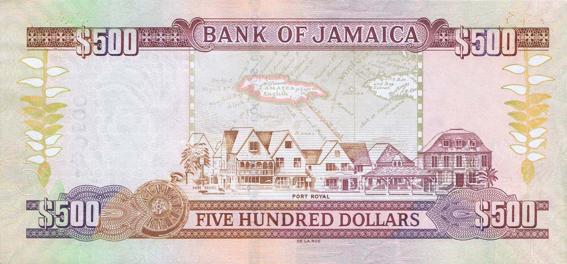 Back of Jamaica p85i2: 500 Dollars from 2015