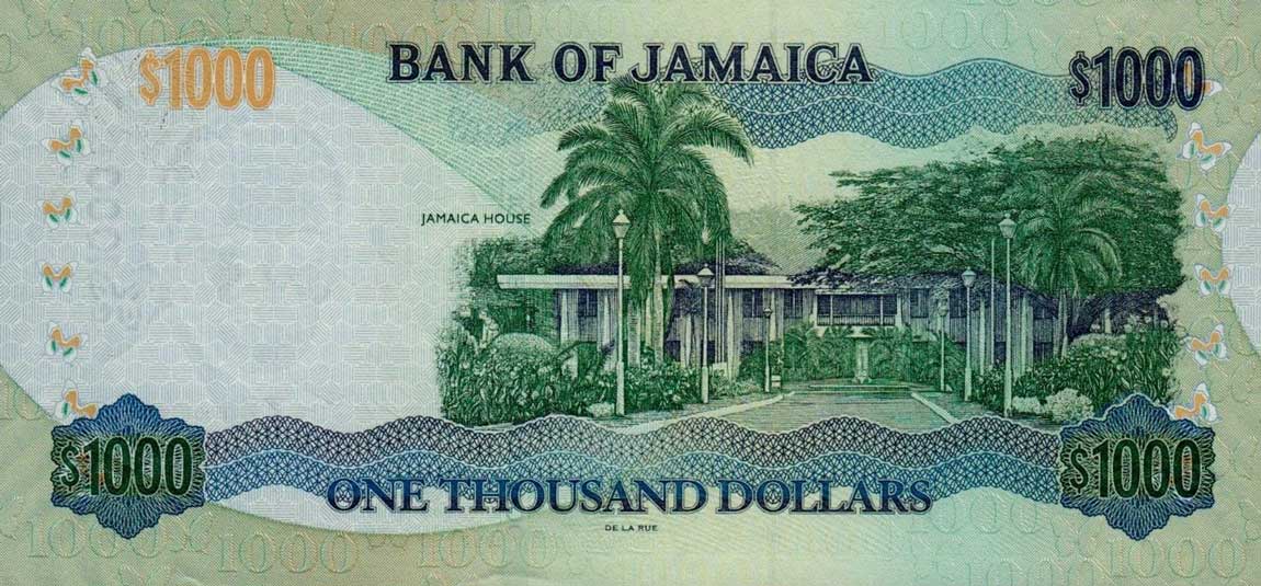 Back of Jamaica p86d: 1000 Dollars from 2006