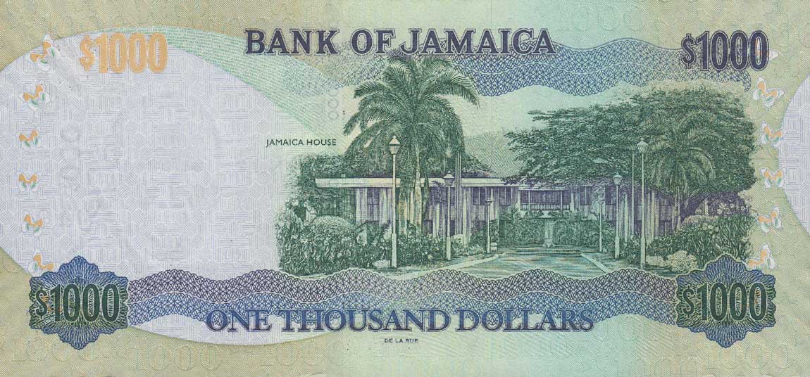 Back of Jamaica p86f: 1000 Dollars from 2008