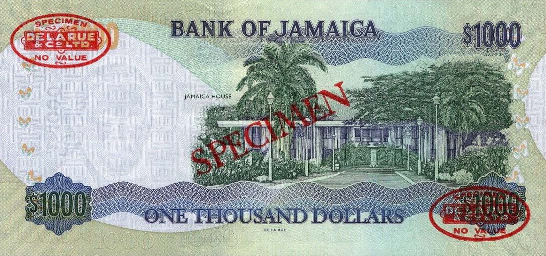 Back of Jamaica p86s: 1000 Dollars from 2003