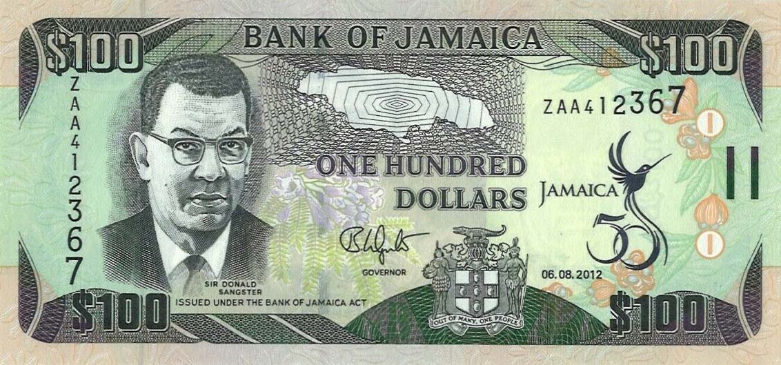 Front of Jamaica p90r: 100 Dollars from 2012