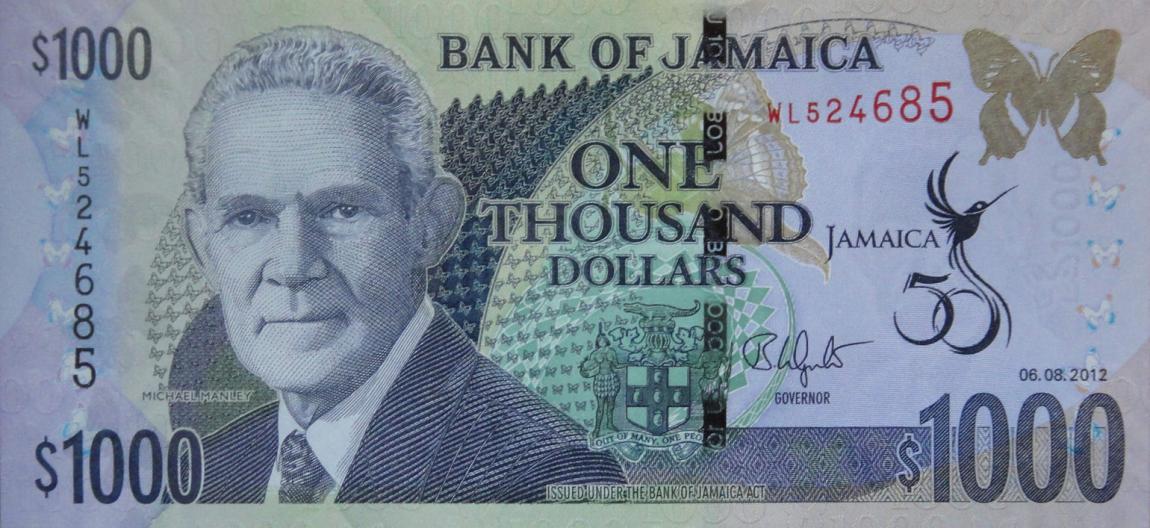 Front of Jamaica p92: 1000 Dollars from 2012