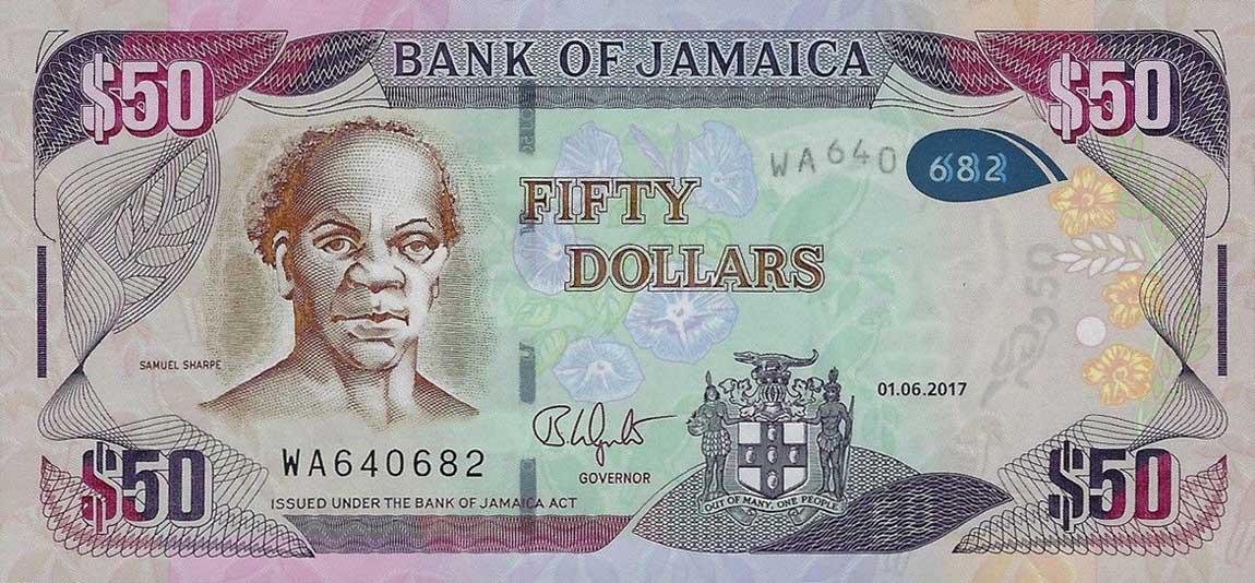 Front of Jamaica p94c: 50 Dollars from 2017