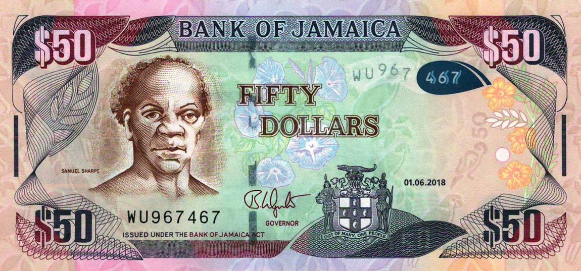 Front of Jamaica p94d: 50 Dollars from 2018