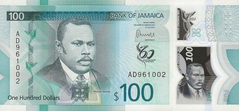 Front of Jamaica p97: 100 Dollars from 2022