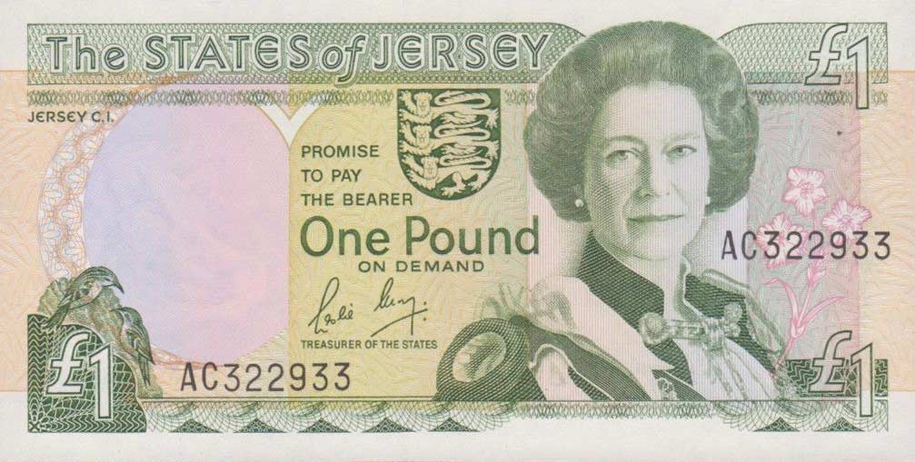 Front of Jersey p15a: 1 Pound from 1989