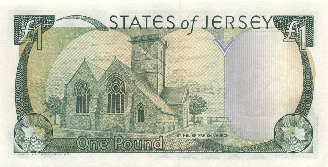 Back of Jersey p20a: 1 Pound from 1993