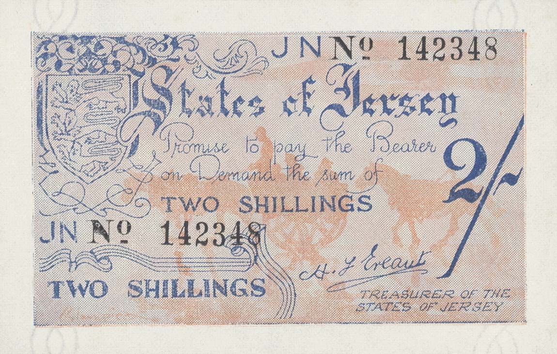 Front of Jersey p3a: 2 Shillings from 1941