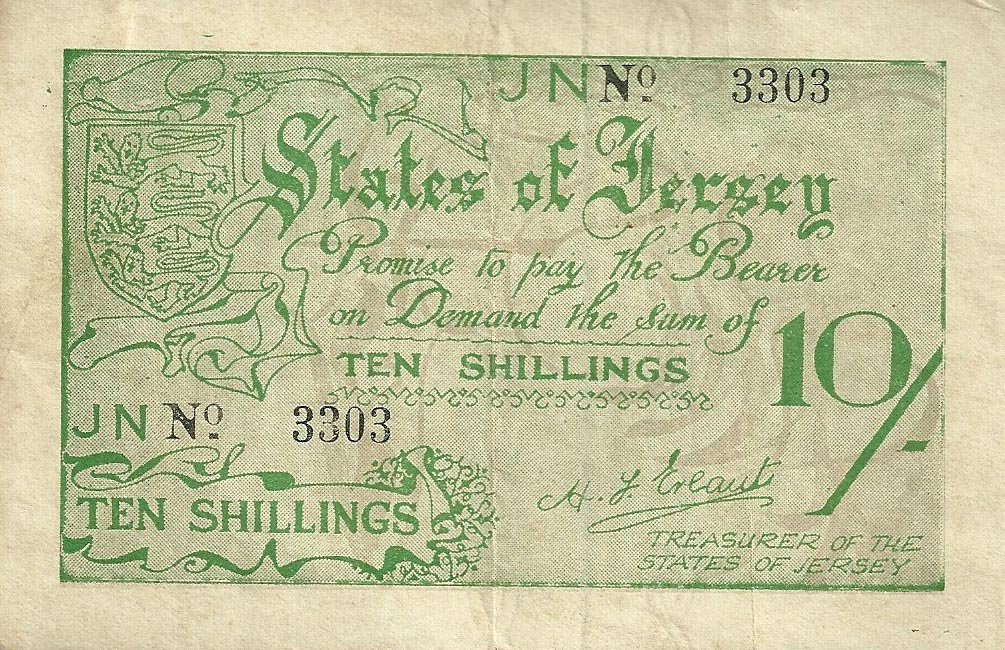 Front of Jersey p5a: 10 Shillings from 1941