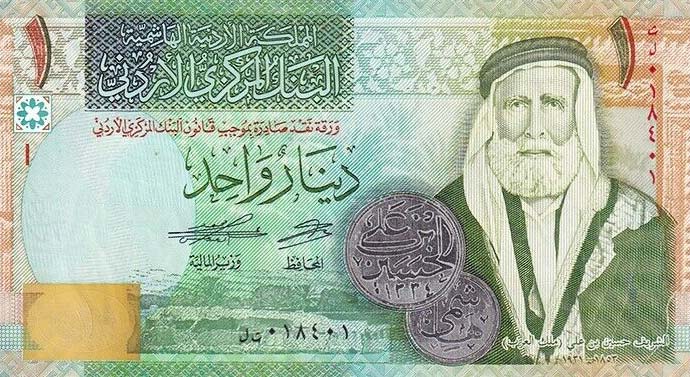 Front of Jordan p34j: 1 Dinar from 2021