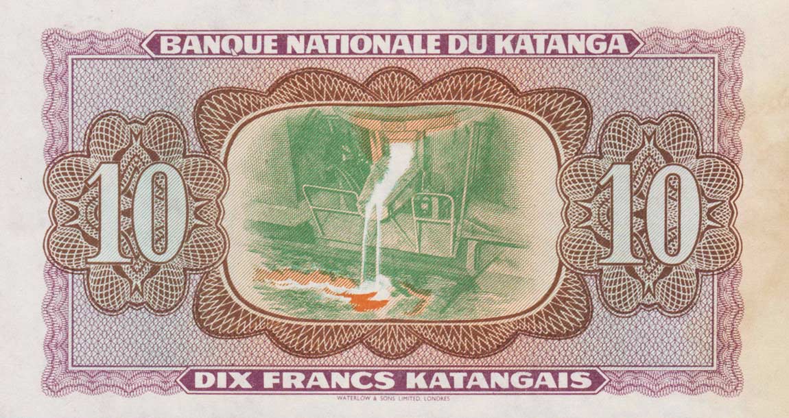 Back of Katanga p5Ap: 10 Francs from 1960