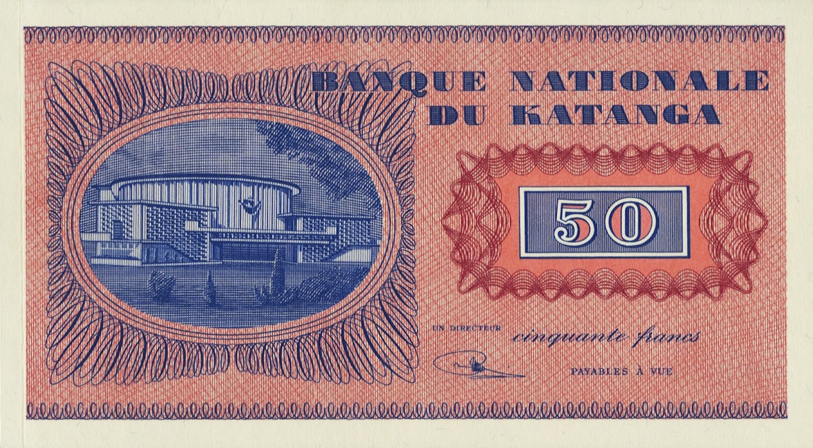Back of Katanga p7r: 50 Francs from 1960