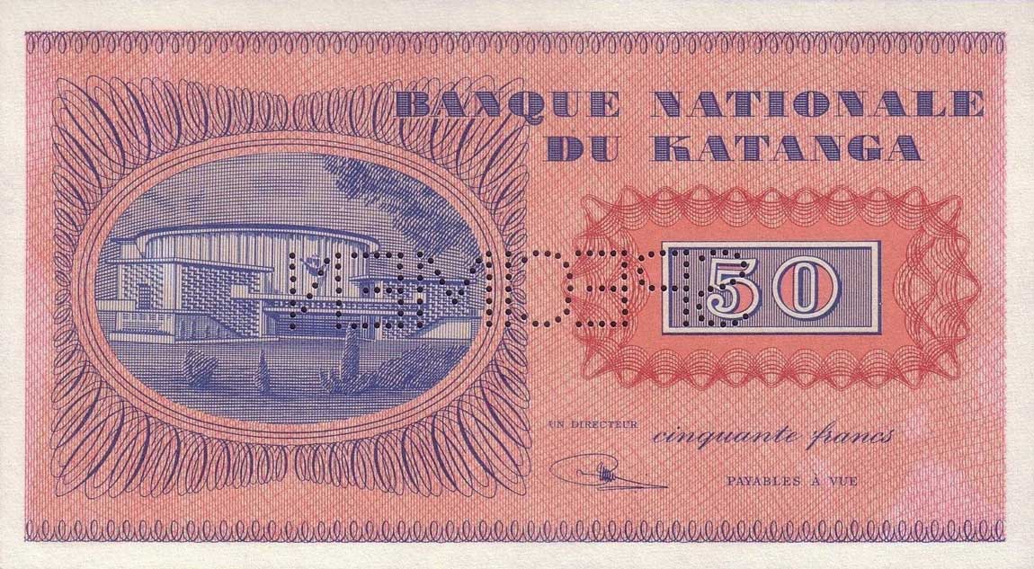 Back of Katanga p7s: 50 Francs from 1960