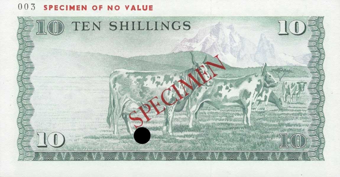 Back of Kenya p12s: 10 Shillings from 1975