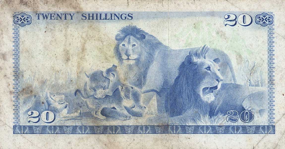 Back of Kenya p13d: 20 Shillings from 1977