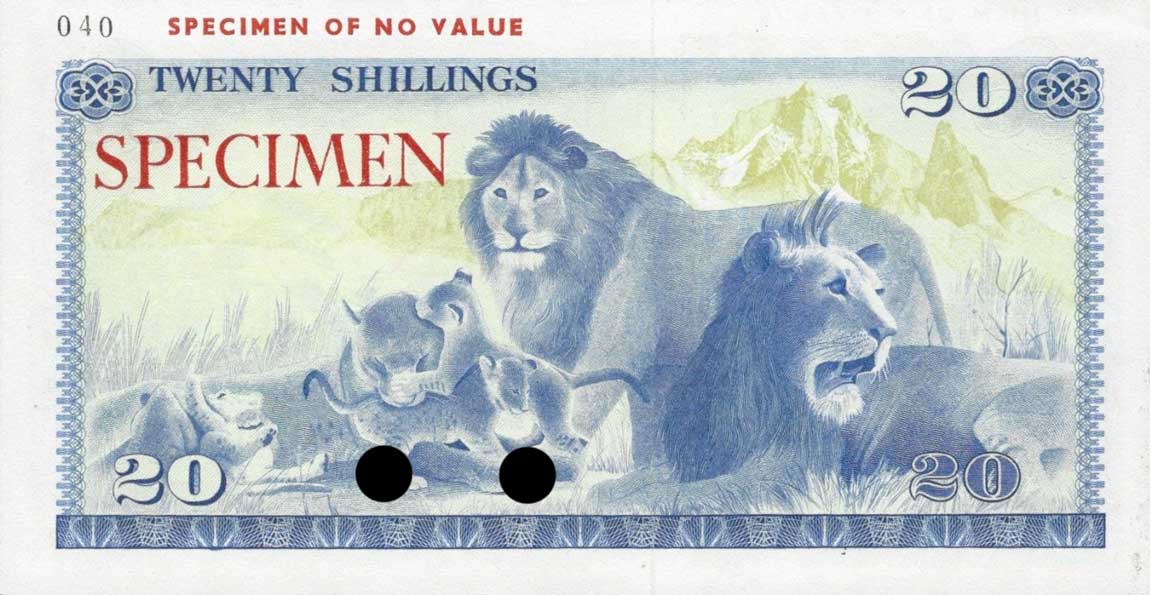 Back of Kenya p13s: 20 Shillings from 1974