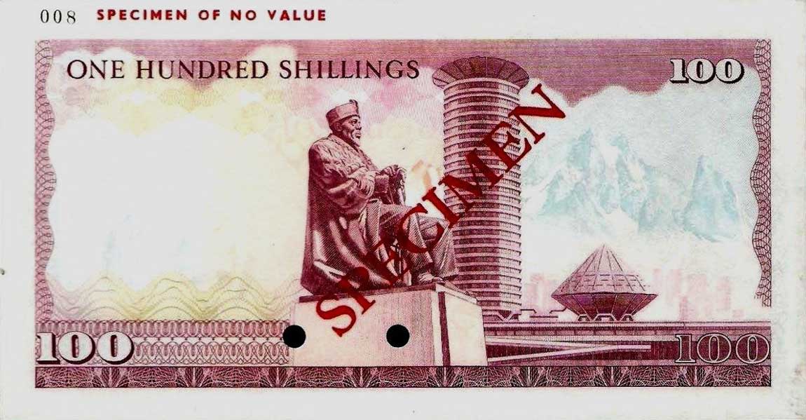 Back of Kenya p18s: 100 Shillings from 1978