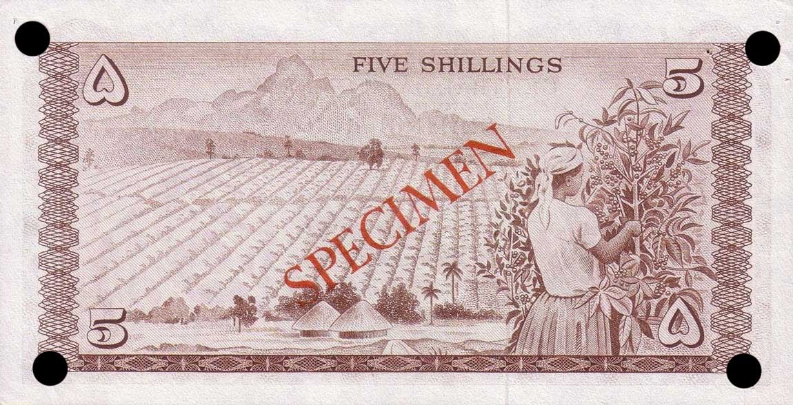 Back of Kenya p1s: 5 Shillings from 1966