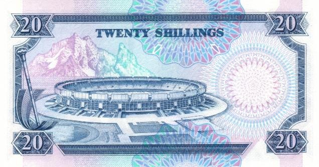 Back of Kenya p25d: 20 Shillings from 1991