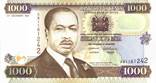 Front of Kenya p34a: 1000 Shillings from 1994