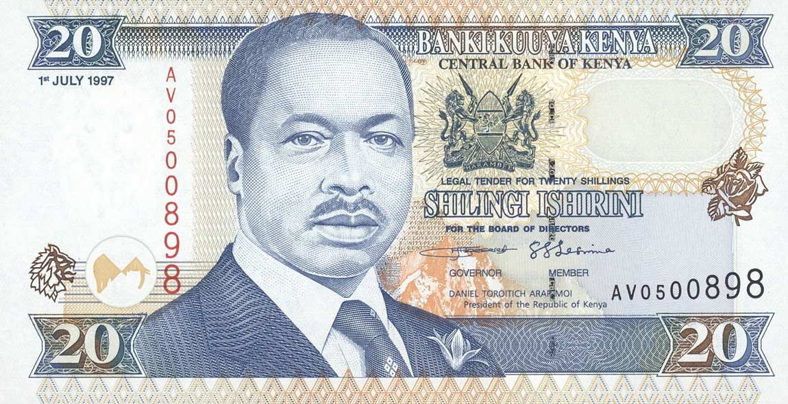 Front of Kenya p35b: 20 Shillings from 1997