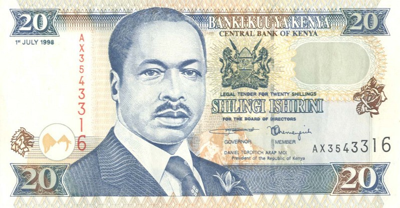 Front of Kenya p35c: 20 Shillings from 1998