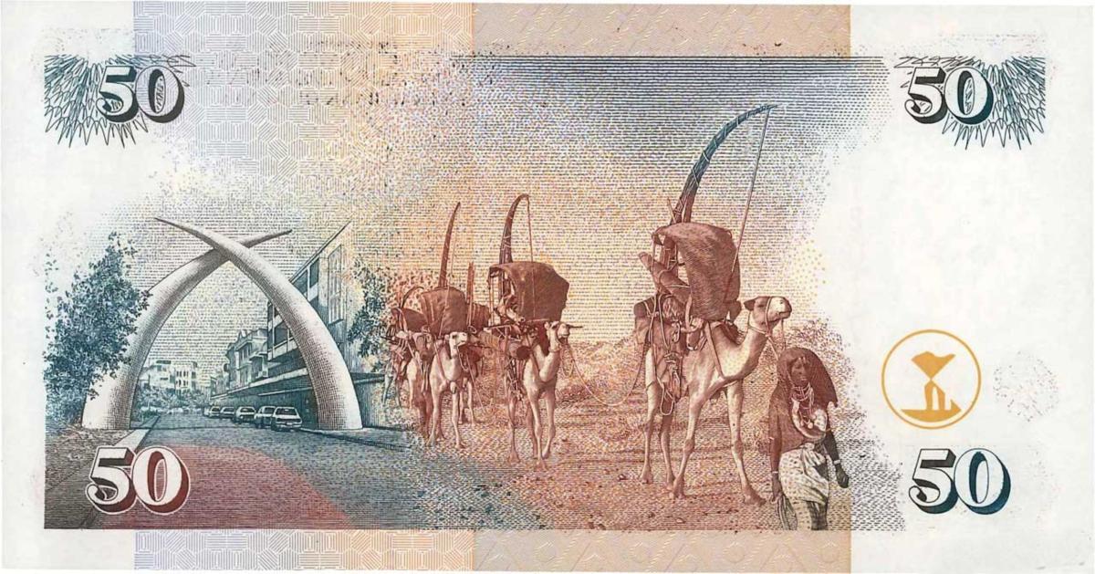 Back of Kenya p36f: 50 Shillings from 2001