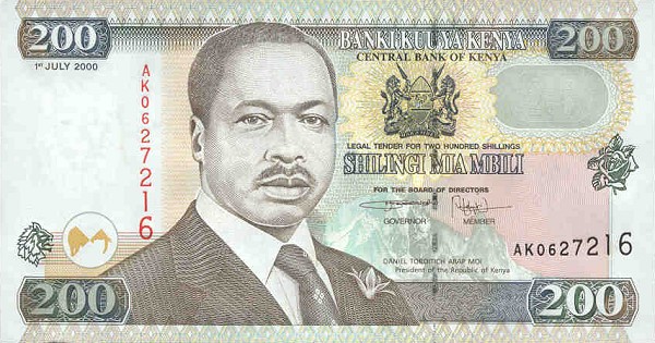 Front of Kenya p38e: 200 Shillings from 2000