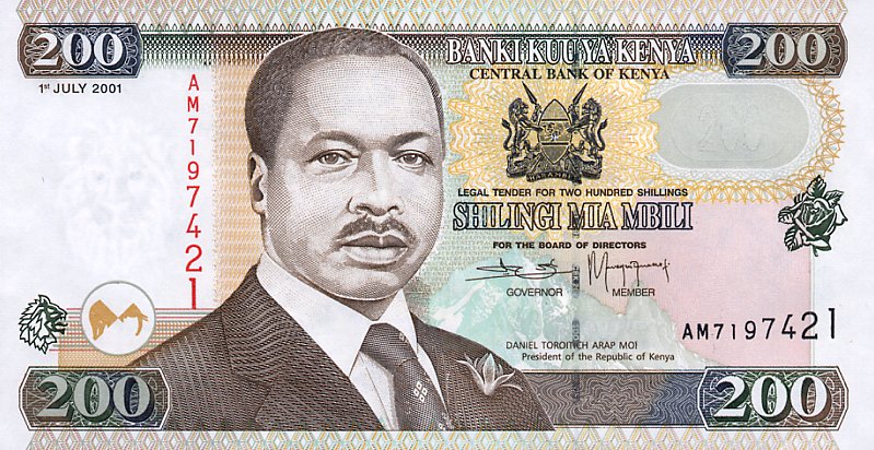 Front of Kenya p38f: 200 Shillings from 2001