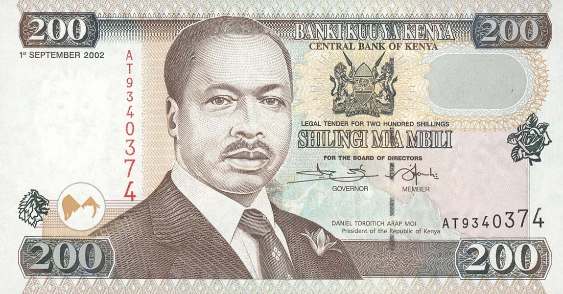 Front of Kenya p38h: 200 Shillings from 2002