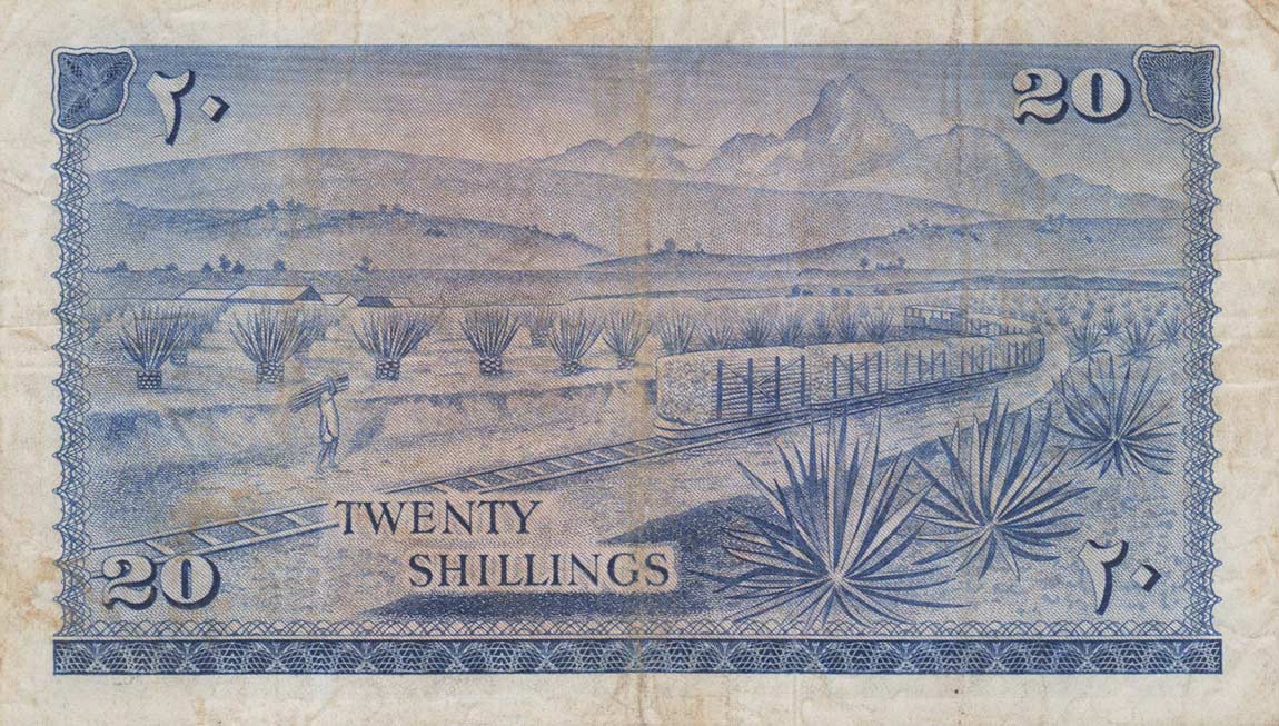 Back of Kenya p3b: 20 Shillings from 1967