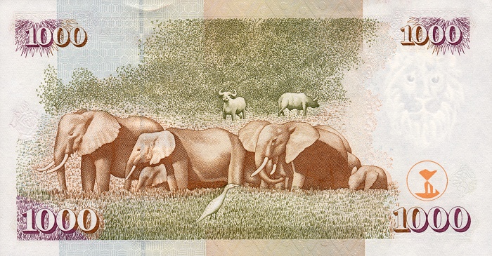 Back of Kenya p40c: 1000 Shillings from 2000