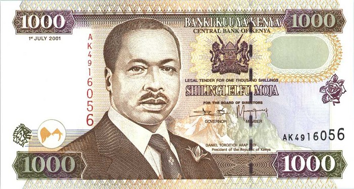 Front of Kenya p40d: 1000 Shillings from 2001