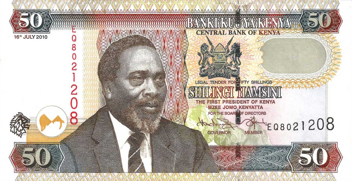 Front of Kenya p47e: 50 Shillings from 2010