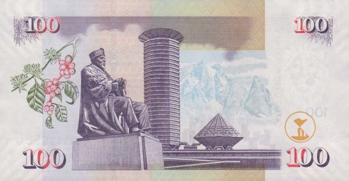 Back of Kenya p48c: 100 Shillings from 2008