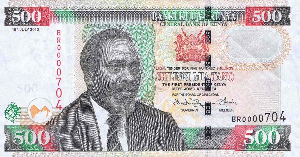 Front of Kenya p50e: 500 Shillings from 2010