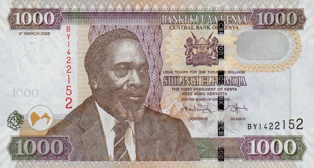 Front of Kenya p51c: 1000 Shillings from 2008