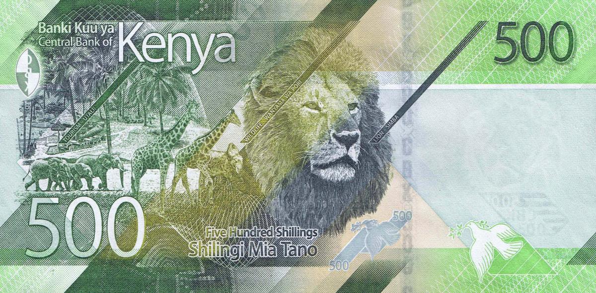 Back of Kenya p55: 500 Shillings from 2019