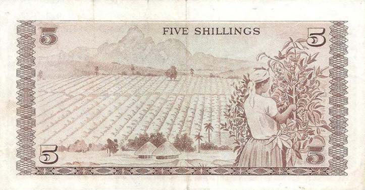 Back of Kenya p6b: 5 Shillings from 1971