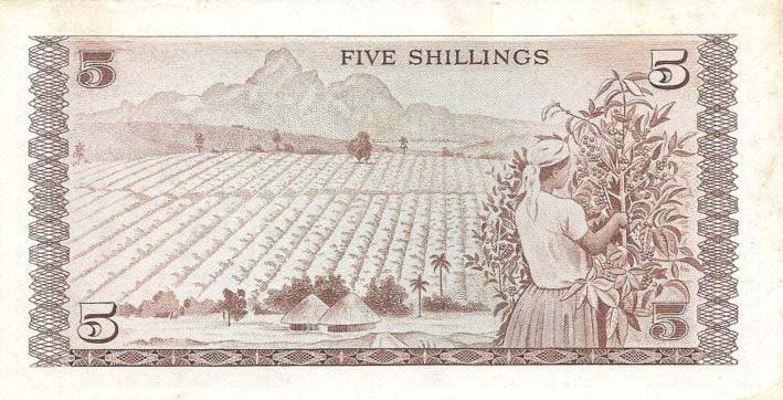 Back of Kenya p6c: 5 Shillings from 1972