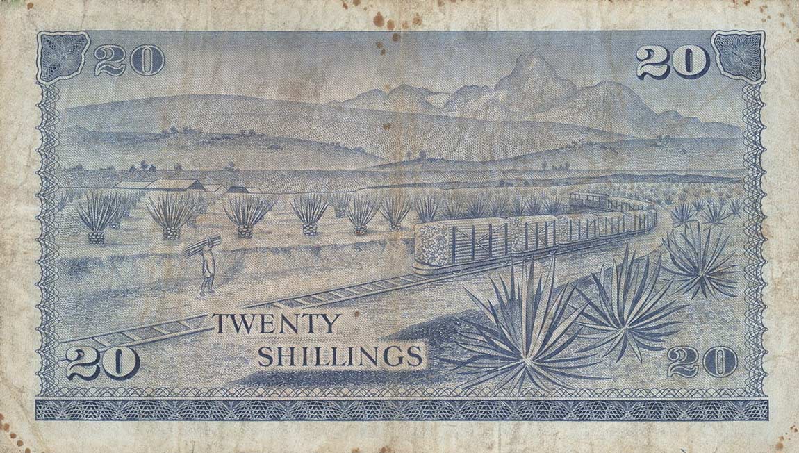 Back of Kenya p8a: 20 Shillings from 1969