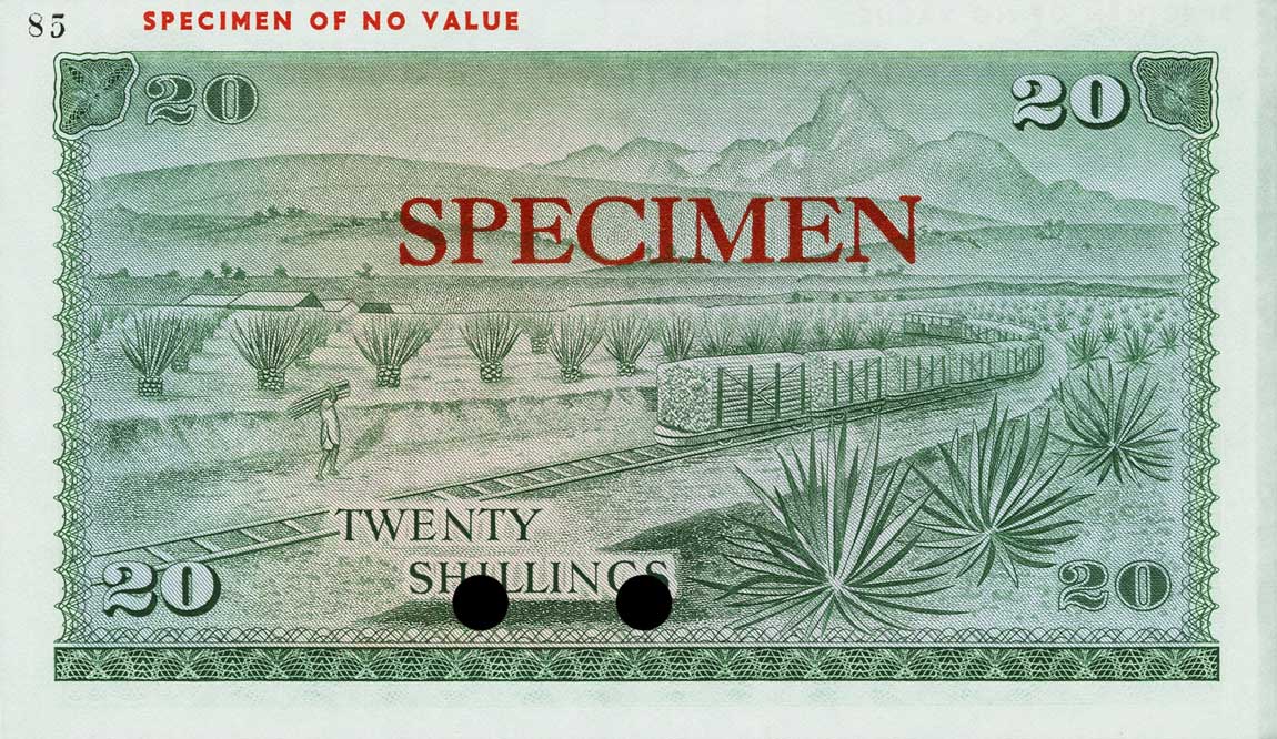 Back of Kenya p8ct: 20 Shillings from 1969