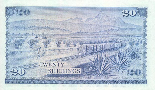 Back of Kenya p8d: 20 Shillings from 1973