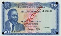 p8s from Kenya: 20 Shillings from 1969