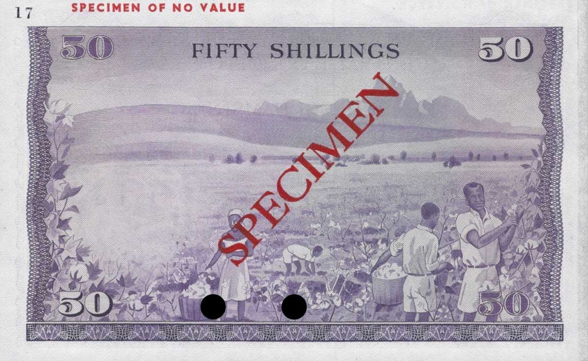 Back of Kenya p9ct: 50 Shillings from 1969
