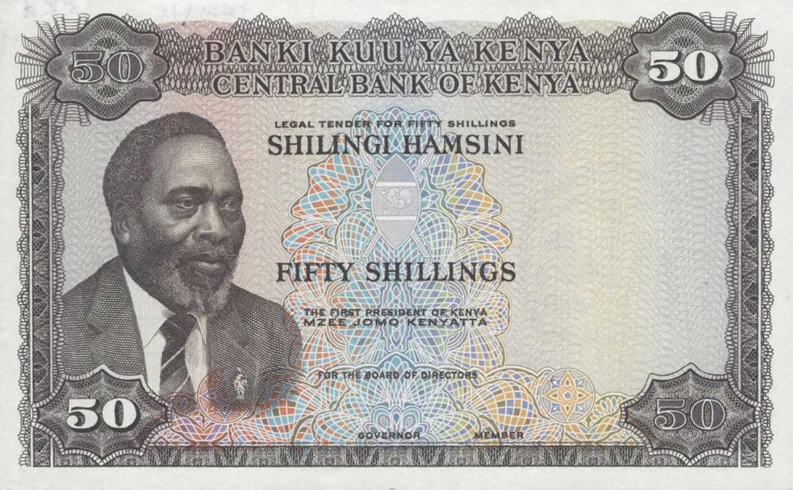 Front of Kenya p9s: 50 Shillings from 1969